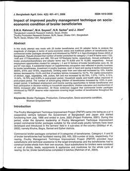 Impact of Improved Poultry Management Technique on Socio- Economic Condition of Broiler Beneficiaries