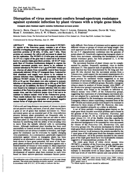 Disruption of Virus Movement Confers Broad-Spectrum Resistance Against