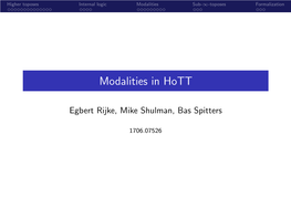 Modalities in Hott