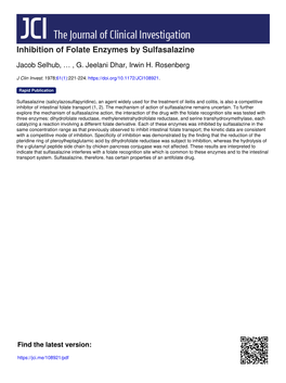 Inhibition of Folate Enzymes by Sulfasalazine