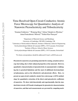 Time-Resolved Open-Circuit Conductive Atomic Force Microscopy for Quantitative Analysis of Nanowire Piezoelectricity and Triboelectricity