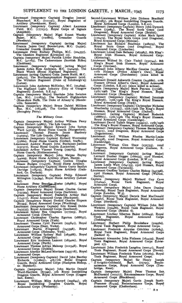 SUPPLEMENT to the LONDON GAZETTE, I MARCH,: 1945