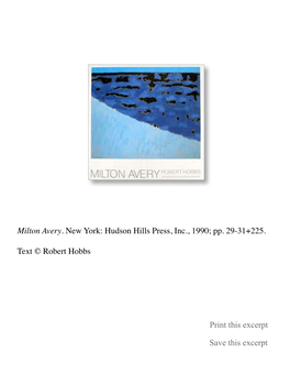 Milton Avery. New York: Hudson Hills Press, Inc., 1990; Pp