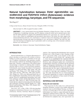 Asteraceae): Evidence from Morphology, Karyotype, and ITS Sequences