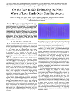 On the Path to 6G: Embracing the Next Wave of Low Earth Orbit Satellite Access