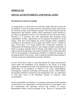 Module on Social Accountability and Social