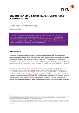 Understanding Statistical Significance: a Short Guide