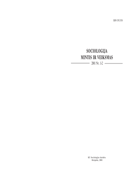 SOCIOLOGIJA MINTIS IR VEIKSMAS 2001 Nr