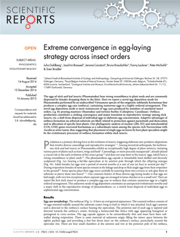 Extreme Convergence in Egg-Laying Strategy Across Insect Orders