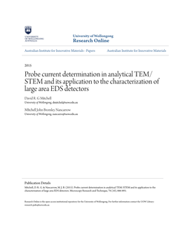 Probe Current Determination in Analytical TEM/STEM and Its Application to the Characterization of Large Area EDS Detectors