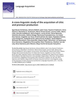 A Cross-Linguistic Study of the Acquisition of Clitic and Pronoun Production