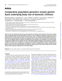 Comparative Population Genomics Reveals Genetic Basis Underlying Body Size of Domestic Chickens