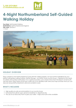 4-Night Northumberland Self-Guided Walking Holiday