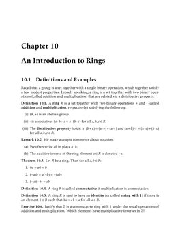 Chapter 10 an Introduction to Rings