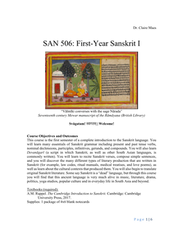 SAN 506: First-Year Sanskrit I