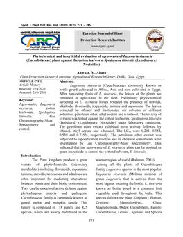 Article History Keywords Agro-Waste, Lagenaria Siceraria, Cotton