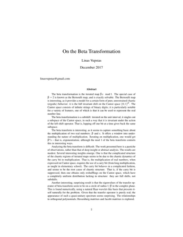 On the Beta Transformation