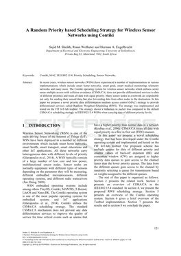 A Random Priority Based Scheduling Strategy for Wireless Sensor Networks Using Contiki