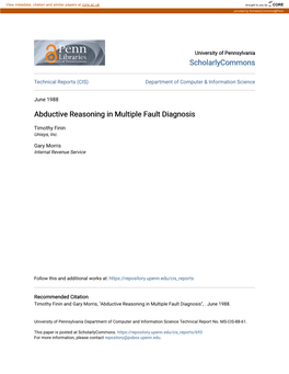 Abductive Reasoning in Multiple Fault Diagnosis