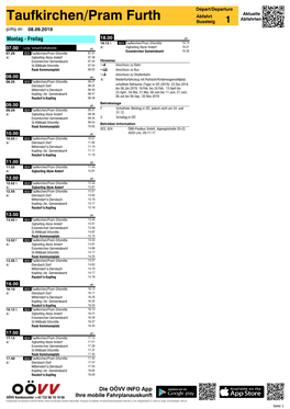 Taufkirchen/Pram Furth Bussteig 1 Gültig Ab: 08.09.2019 2 4