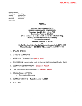 Business Alliance Commission Agenda