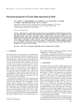 Electrical Properties of Ta2o5 Films Deposited on Zno