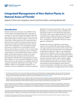 Integrated Management of Non-Native Plants in Natural Areas of Florida1 Stephen F