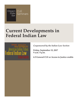 Current Developments in Federal Indian Law