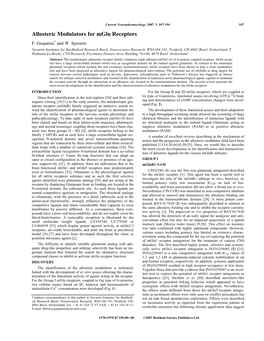 Allosteric Modulators for Mglu Receptors F