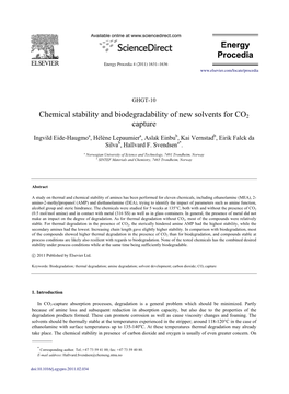 Chemical Stability and Biodegradability of New Solvents for CO2 Capture