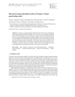 Data Processing and Initial Results of Chang'e-3 Lunar Penetrating Radar ∗