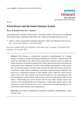 Prion Disease and the Innate Immune System