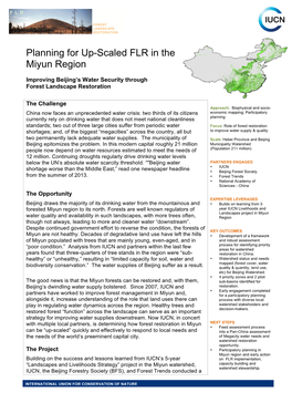 Planning for Up-Scaled FLR in the Miyun Region