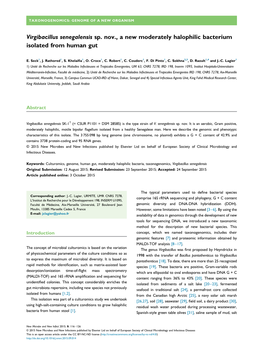 Virgibacillus Senegalensis Sp. Nov., a New Moderately Halophilic Bacterium Isolated from Human Gut