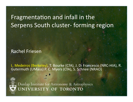 Fragmenta3on and Infall in the Serpens South Cluster‐ Forming