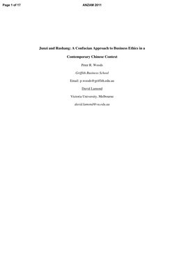 Junzi and Rushang: a Confucian Approach to Business Ethics in A