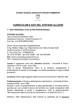 Curriculum E Dati Ing. Stefano Allegri
