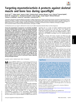 Targeting Myostatin/Activin a Protects Against Skeletal Muscle and Bone Loss During Spaceflight