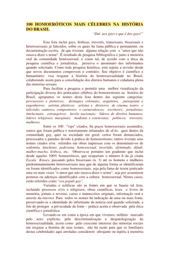 100 HOMOERÓTICOS MAIS CÉLEBRES NA HISTÓRIA DO BRASIL “Dai Aos Gays O Que É Dos Gays!”
