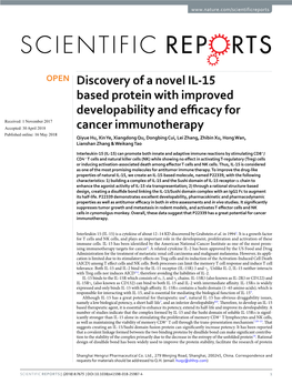 Discovery of a Novel IL-15 Based Protein with Improved