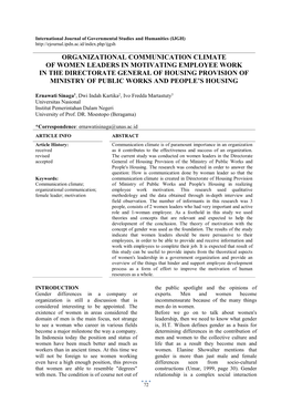 Organizational Communication Climate Of