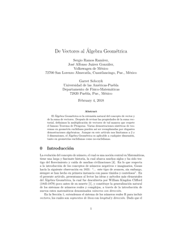 De Vectores Al´Algebra Geométrica