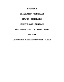 British Brigadier-Generals Major-Generals Lieutenant