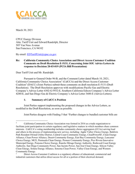 Calcca and DACC Comments on Draft Resolution E-5131