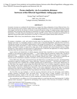 Form Similarity Via Levenshtein Distance Between Ortho-Filtered Logarithmic Ruling-Gap Ratios, Procs