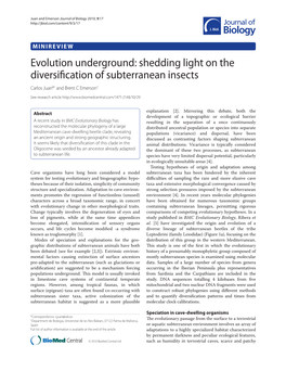 Shedding Light on the Diversification of Subterranean Insects.Journal of Biology 2010, 9