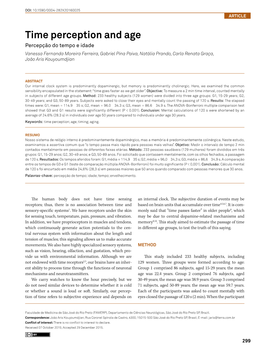Time Perception and Age Percepção Do Tempo E Idade Vanessa Fernanda Moreira Ferreira, Gabriel Pina Paiva, Natália Prando, Carla Renata Graça, João Aris Kouyoumdjian