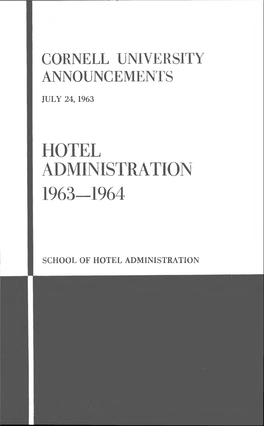 Hotel Administration 1963-1964