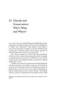 25. Liberals and Conservatives: Who’S What and Where?