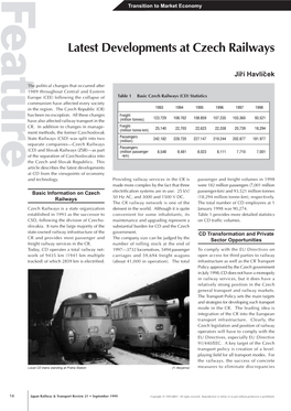 Latest Developments at Czech Railways